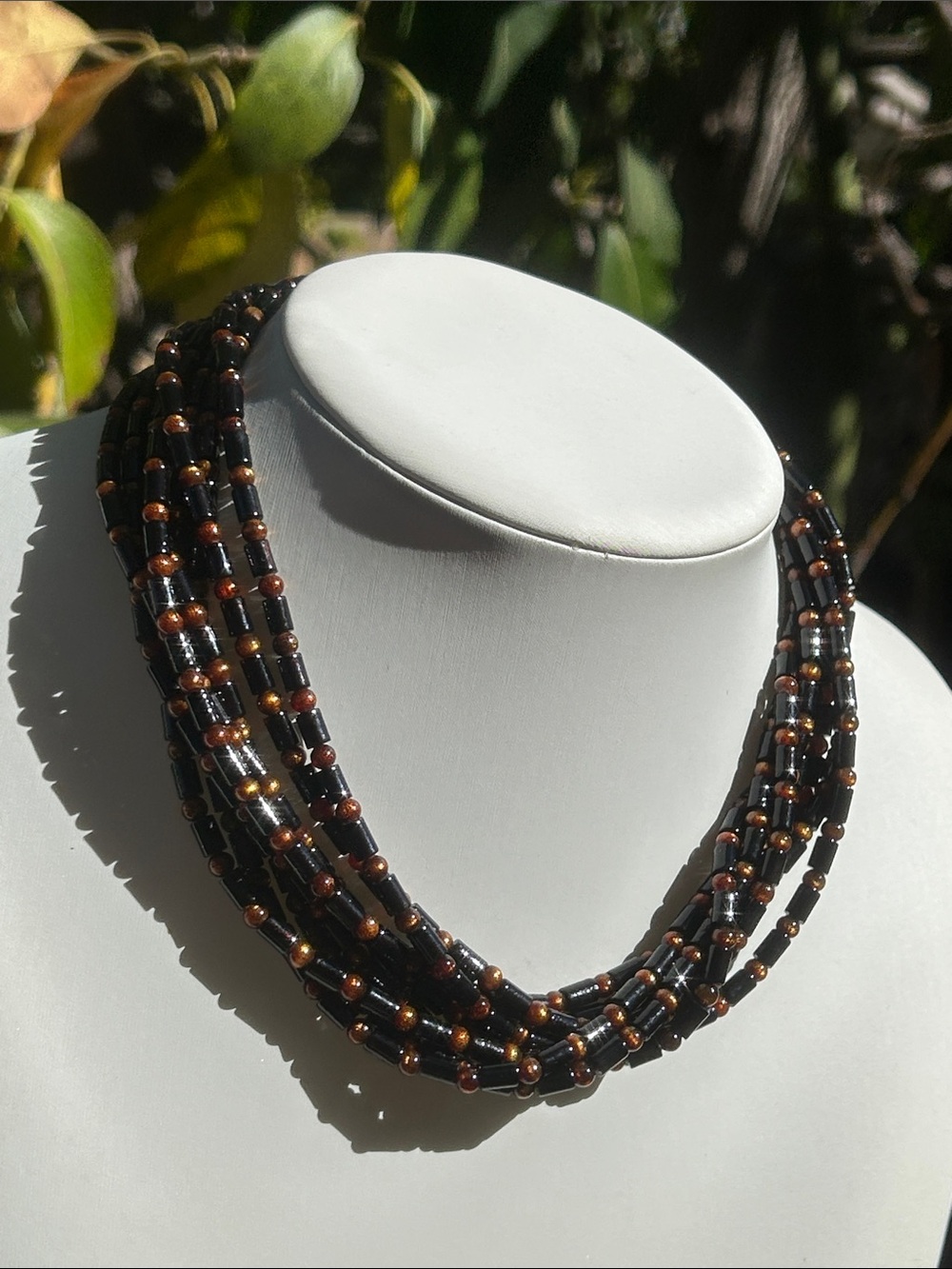 Desert Rose Jay King Multi-Strand Black Coral and Brown Beaded Necklace 18”-20.5